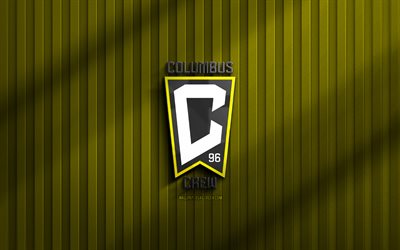 4k, Columbus Crew 3D logo, MLS, yellow 3D background, soccer, Columbus Crew emblem, Columbus Crew logo, Columbus Crew FC, football, american soccer club, Columbus Crew
