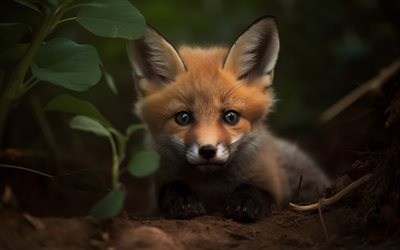 baby fuchs, 4k, bokeh, süße tiere, tierwelt, nahaufnahme, füchse, vulpes, kleiner fuchs, netter fuchs, raubtiere, wilde tiere