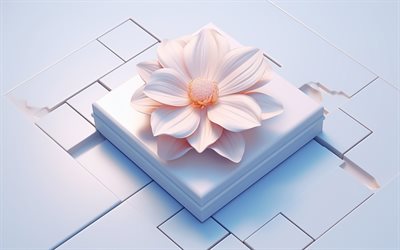 lotos rose, 4k, fleurs roses 3d, œuvres d'art, arrière plan floral, créatif, fleurs 3d, fleurs roses, contexte avec des fleurs, lotus