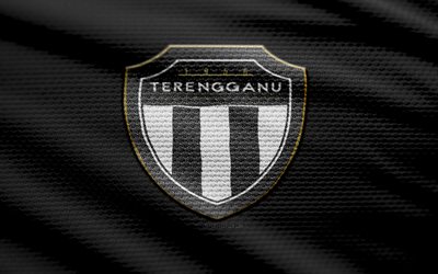 Terengganu FC fabric logo, 4k, black fabric background, Malaysia Super League, bokeh, soccer, Terengganu FC logo, football, Terengganu FC emblem, MSL, Terengganu FC, Malaysian football club, FC Terengganu