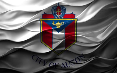 4k, ऑस्टिन का झंडा, टेक्सास, अमेरिकी शहर, 3 डी ऑस्टिन ध्वज, यूएसए, ऑस्टिन झंडा, 3 डी बनावट, ऑस्टिन का दिन, अमेरिकन नेशनल सिंबल, 3 डी कला, ऑस्टिन