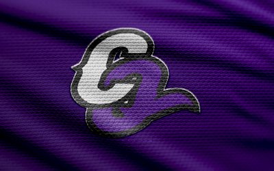 Conspiradores de Queretaro fabric logo, 4k, violet fabric background, LMB, bokeh, baseball, Conspiradores de Queretaro logo, Conspiradores de Queretaro emblem, Mexican baseball team, Conspiradores de Queretaro