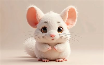 4k, linda chinchilla 3d, dibujos animados 3d chinchilla, animales lindos, chinchilla, animales 3d, animales 3d de dibujos animados, chinchilla divertida, little chinchilla, fondo naranja