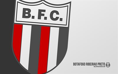 logotipo botafogo fc, 4k, fundo vermelho, arte de carbono, emblema botafogo fc, clube de futebol brasileiro, botafogo sp, serie brasileira b, brasil, botafogo fc, futebol, botafogo ribeirao preto