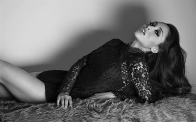 lindsey morgan, attrice americana, servizio fotografico, vestito nero, monocromo, attrici popolari, celebrità americane, photoshoot di lindsey morgan