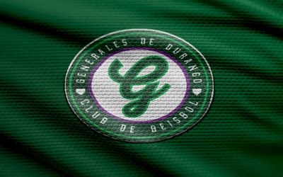 generales de durango kumaş logosu, 4k, yeşil kumaş arka plan, lmb, bokh, beyzbol, generales de durango logosu, generales de durango amblemi, meksika beyzbol takımı, generales de durango
