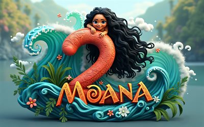 4k, moana 2 logo, fan art, 3d animation, 2024 film, disney, moana, poster, kreativ, moana 2