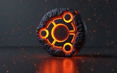 4k, ubuntu 3d stone logo, schwarzer steinhintergrund, ubuntu logo, linux, ubuntu 3d emlem, kreative kunst, ubuntu