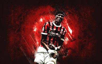 tammy ibrahim, ac milan, ingiliz futbolcu, kırmızı taş arka plan, grunge art, serie a, italya, futbol, tammy abraham ac milan