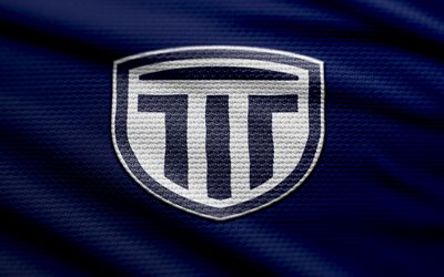 tochigi city fc 직물 로고, 4k, 파란색 직물 배경, j3 리그, 보케, 축구, tochigi city fc 로고, tochigi city fc emblem, tochigi city fc, 일본 축구 클럽, tochigi city