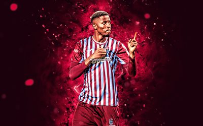 simon banza, 4k, mor neon işıklar, trabzonspor, süper lig, kongo futbolcuları, simon banza 4k, futbol, trabzonspor fc, simon banza trabzonspor