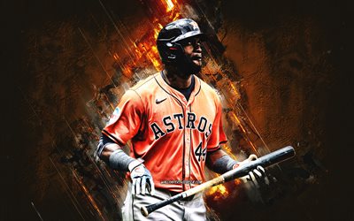 yordan alvarez, houston astros, küba beyzbol oyuncusu, turuncu taş arka plan, grunge art, mlb, amerika, beyzbol, yordan ruben alvarez, yordan alvarez houston astros