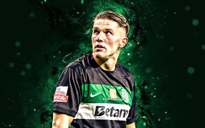 4k, viktor gyokoker, grüner abstrakter hintergrund, sporting cp, primeeira liga, schwedische fußballer, grüne neonlichter, viktor gyokeres 4k, fußball, liga portugal, sporting fc, sporting lissabon, viktor gyokoker sportlich