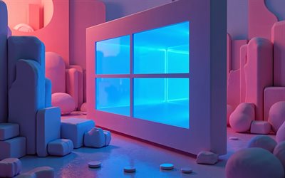 logotipo azul de windows 10, 4k, creativo, fondos 3d, marcas, logotipo 3d de windows 10, logotipo del sistema operativo, logotipo abstracto de windows 10, obra de arte, logotipo de windows 10, windows 10