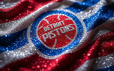 logo in cristallo dei detroit pistons, 4k, blu, rosso, sfondo di gemme blu, nba, logo dei detroit pistons, arte del cristallo, stemma dei detroit pistons, usa, pistoni di detroit, pallacanestro