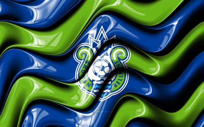 shonan bellmare 3d logotyp, 4k, blågröna 3d vågor, j1 ligan, fotboll, shonan bellmare flagga, kreativ, shonan bellmare logotyp, shonan bellmare fc, japansk fotbollsklubb, shonan bellmare