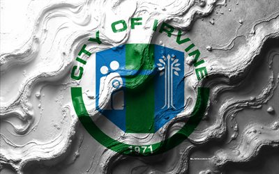 irvinen lippu, 4k, kiviaaltorakenne, amerikan kaupunkien liput, 3d irvine lippu, usa, irvinen kaupungin lippu, irvine, kalifornia