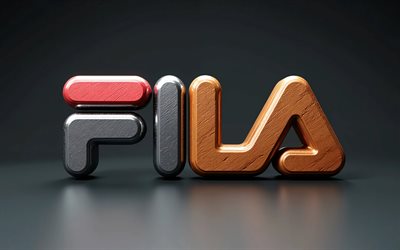 4k, fila logotyp i trä i metall, kreativ, minimalism, mörk bakgrund, fila logotyp i två material, fila 3d logotyp, modemärken, fila logotyp, fila