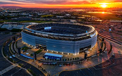 मेटलाइफ स्टेडियम, 4k, सूर्यास्त क्षितिज, 2026 फीफा विश्व कप स्टेडियम, न्यूयॉर्क जाइंट्स स्टेडियम, न्यूयॉर्क जेट्स स्टेडियम, न्यूयॉर्क, यूएसए, अमेरिकी स्टेडियम, एचडीआर