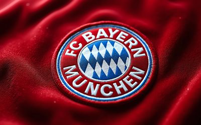 شعار نادي بايرن ميونخ الحريري, خلفية الحرير الأحمر, شعار نادي بايرن ميونخ, ألمانيا, كرة القدم, نادي بايرن ميونخ, شعار بايرن ميونيخ, بايرن ميونخ