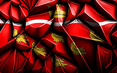 イーストサセックス州の旗, 4k, 3dクリエイティブテクスチャ, イーストサセックス州の 3 d 旗, 儀式郡, イングランド, 3dアート, イーストサセックス地域の旗, イーストサセックス州