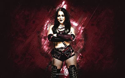 roxanne perez, wwe, amerikkalainen painija, viininpunainen kivi tausta, bayley painija, wwe mestari, grunge taidetta, usa, paini, carla gonzalez, roxanne perez wwe, world wrestling entertainment