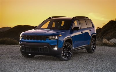 jeep cherokee overland, 4k, sonnenuntergang, 2026 autos, offroad, überkreuzungen, jeep cherokee km, blauer jeep cherokee, 2026 jeep cherokee, amerikanische autos, jeep