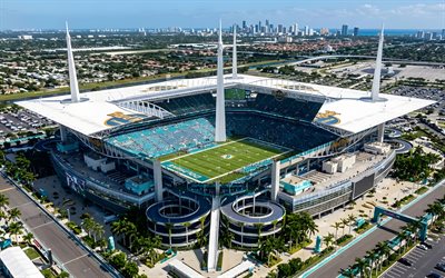 हार्ड रॉक स्टेडियम, 4k, क्षितिज, 2026 फीफा विश्व कप स्टेडियम, अमेरिकी फुटबॉल मैदान, मियामी डॉल्फ़िन स्टेडियम, एनएफएल, अमेरिकी फुटबॉल स्टेडियम, मियामी गार्डन, फ्लोरिडा, यूएसए, मियामी डॉल्फ़िन, अमेरिकी फुटबॉल, नेशनल फ़ुटबॉल लीग