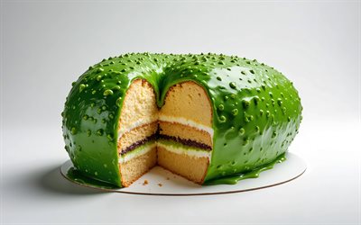 pastel de cactus, 4k, hornada, pasteles, dulces, ideas de pastel de cactus, pastel verde