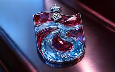 trabzonspor kristalllogo, 4k, burgunderroter metallhintergrund, truthahn, trabzonspor logo, kristallkunst, trabzonspor emblem, fußball, trabzonspor