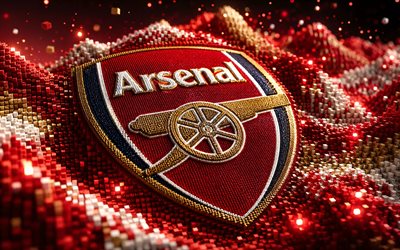 logo in tessuto dell'arsenal fc, 4k, sfondo 3d bianco rosso, premier league, calcio, logo dell'arsenal fc, logo 3d dell'arsenal fc, arsenal fc, squadra di calcio giapponese, arsenale