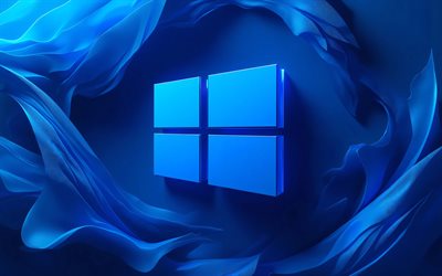 4k, windows 10 3d logo, blaue 3d wellen, kreativ, blauer wellenförmiger hintergrund, abstraktes windows 10 logo, kunstwerk, windows 10 logo, os marken, windows 10
