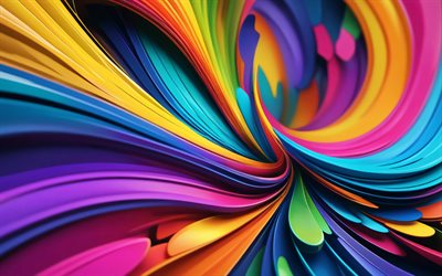 bunte 3d kurven, 4k, wirbel, linien, materialdesign, bunte abstrakte wellen, abstrakter welliger hintergrund, abstrakte kurven, kunstwerk, abstrakte wellen, abstrakte hintergründe