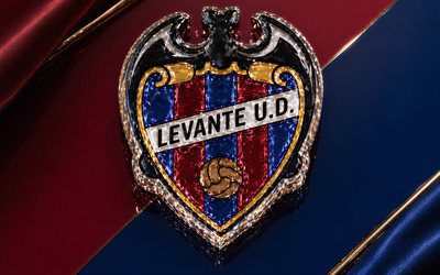 levante ud kristalllogo, burgunderroter metallhintergrund, levante ud emblem, levante ud logo, levante ud kristallschild, la liga, spanien, fußball, levante ud, levante