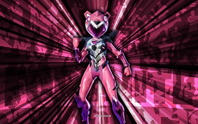 4k, maestro delle coccole mecha, sfondo di raggi rosa, skin mecha cuddle master, mecha cuddle master fortnite, arte astratta, skin mecha cuddle master di fortnite, personaggi di fortnite, fortnite, arte creativa