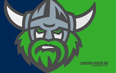 canberra raiders logo, 4k, blaugrüner hintergrund, carbon kunst, nrl, canberra raiders emblem, australisches rugby team, australien, canberra raiders, rugby