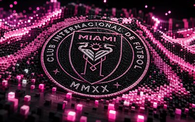Inter Miami fabric logo, 4k, black pink 3D background, MLS, soccer, Inter Miami logo, football, Inter Miami emblem, Inter Miami CF, Inter Miami, american soccer club, Inter Miami FC