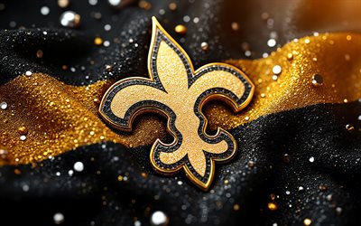 diamanten logo der new orleans saints, 4k, goldschwarzer diamanthintergrund, nba, logo der new orleans saints, emblem der los angeles rams, usa, new orleans saints, american football, nfl