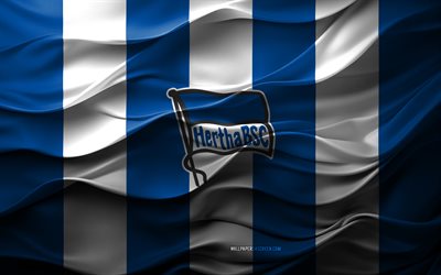 4k, hertha bsc logo, blauer weißer 3d  hintergrund, 2 bundesliga, hertha bsc emblem, deutsche fußballmannschaft, hertha bsc flag, 3d  textur, deutschland, hertha bsc, fußball, hertha berlin