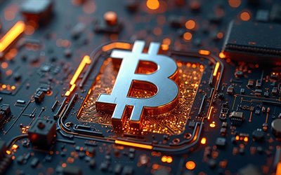 bitcoin logosu, 4k, kripto para birimi, bitcoin işareti, yüksek teknoloji arka planı, bitcoin 3d logosu, bitcoin 3d amblemi, finans, kripto, bitcoin