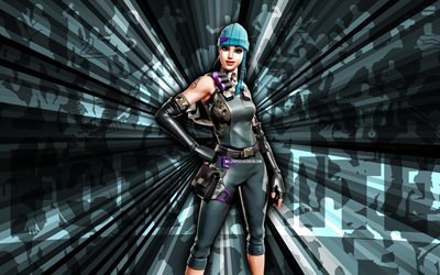 4k, alter ego outcast, fondo de rayos azules, skin outcast de alter ego, alter ego outcast fortnite, arte abstracto, skin outcast de fortnite alter ego, personajes de fortnite, fortnita, arte creativo