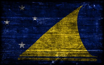 tokelau träflagga, 4k, träregra flaggor, oceaniska länder, tokelau, oceanien, tokelau  flagga, tokelau nationella symboler