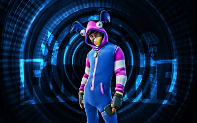 slumberjack fortnite, 4k, sfondo a spirale blu, fortnite, creativo, slumberjack skin, skintjack skin fortnite, slumberjack, personaggi fortnite