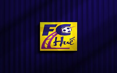 4k, Hue FC 3D logo, V-League 2, blue 3D background, soccer, Hue FC emblem, Hue FC logo, Hue FC, football, Vietnamese football club, FC Hue