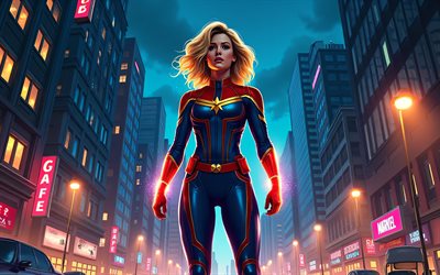 4k, Captain America, nightscape, superheroes, Marvel Comics, comics art, artwork, Captain America 4K