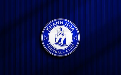 4k, Khanh Hoa FC 3D logo, V-League 2, blue 3D background, soccer, Khanh Hoa FC emblem, Khanh Hoa FC logo, Khanh Hoa FC, football, Vietnamese football club, FC Khanh Hoa