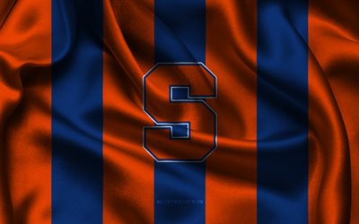 4k, syracuse orange logo, orangefarbener blauer seidenstoff, amerikanische fußballmannschaft, syracuse orange emblem, ncaa, syrakus orange, usa, amerikanischer fußball, syracuse orange football