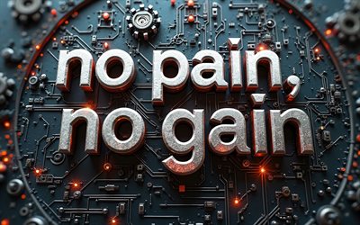 pas de douleur sans gain d'inscription 3d, 4k, contexte technologique, on a rien sans rien, citations de motivation, pas de douleur sans gain de concepts, inspiration