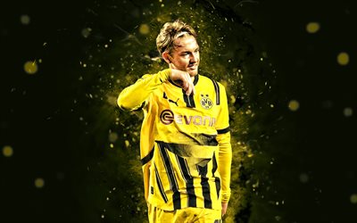 julian brandt, 4k, gelbe neonlichter, borussia dortmund, bundesliga, deutsche fußballer, julian brandt 4k, fußball, bvb, bv borussia 09 dortmund, julian brandt borussia dortmund