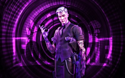 tbd fortnite, 4k, fondo espiral púrpura, fortnita, creativo, piel tbd, piel tbd fortnite, tbd, personajes de fortnite